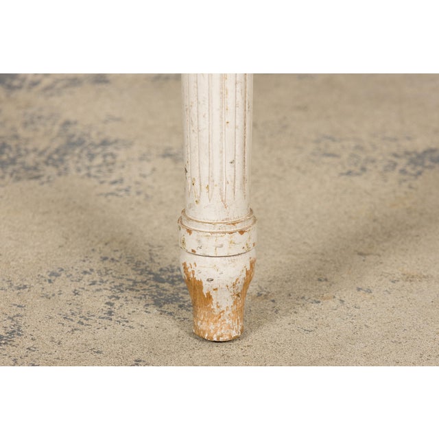 Antique French Louis XVI Style Painted Accent Chair in Moss Green Mohair For Sale - Image 13 of 18