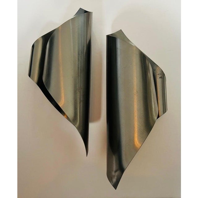 Pair of 1970s Maison Charles Steel Sculptural Sconces For Sale - Image 12 of 13