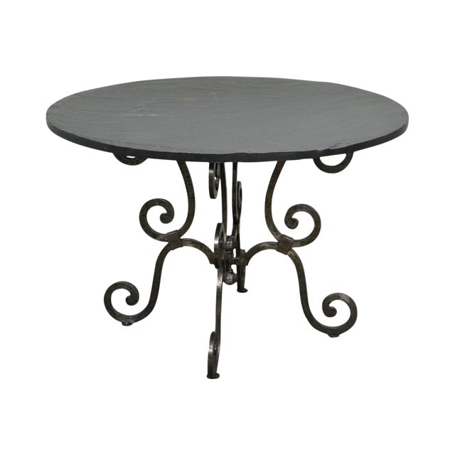 Hand Steel Base Round Slate Top Dining Table Chairish