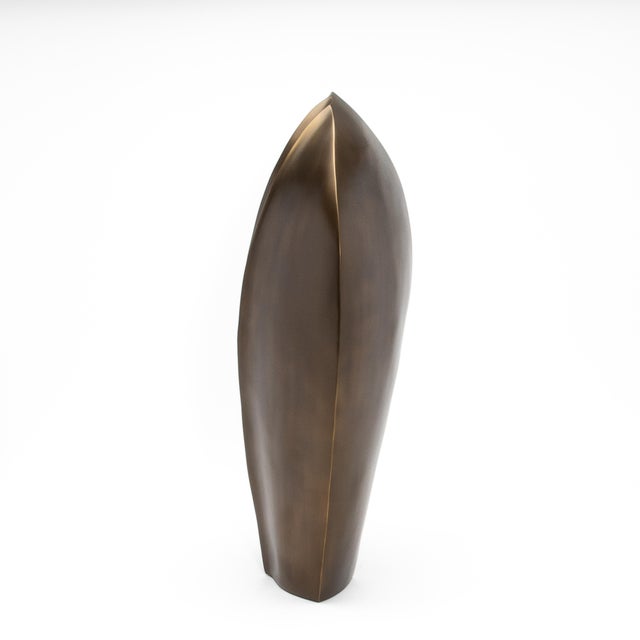 Abstract Modern Abstract Sculpture in Bronze Patina Brass by Patrick Coard Paris For Sale - Image 3 of 7