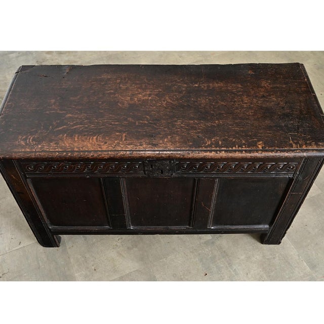 Early 19th Century French 19th Century or Earlier Carved Oak Coffer For Sale - Image 5 of 11