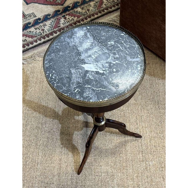 Mahogany Side Table with Marble Top, 1950s For Sale - Image 3 of 9