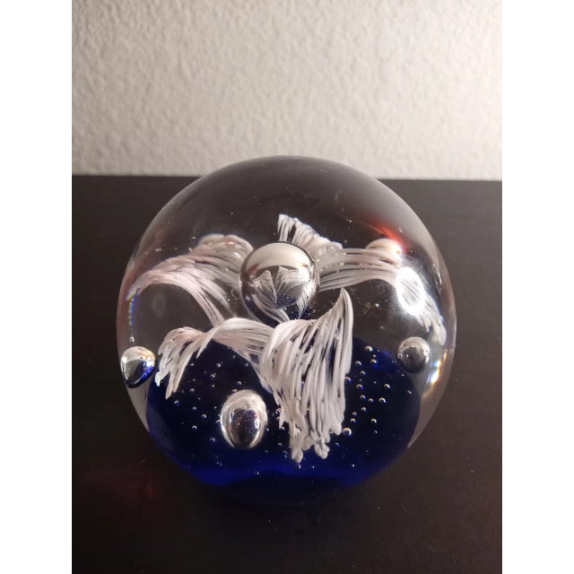 Contemporary Dynasty Gallery Heirloom Collectible Cobalt Blue Bullicante Paper Weight For Sale - Image 3 of 7