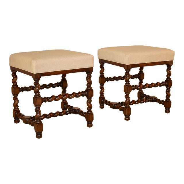 Pair of 19th Century Turned French Stools For Sale