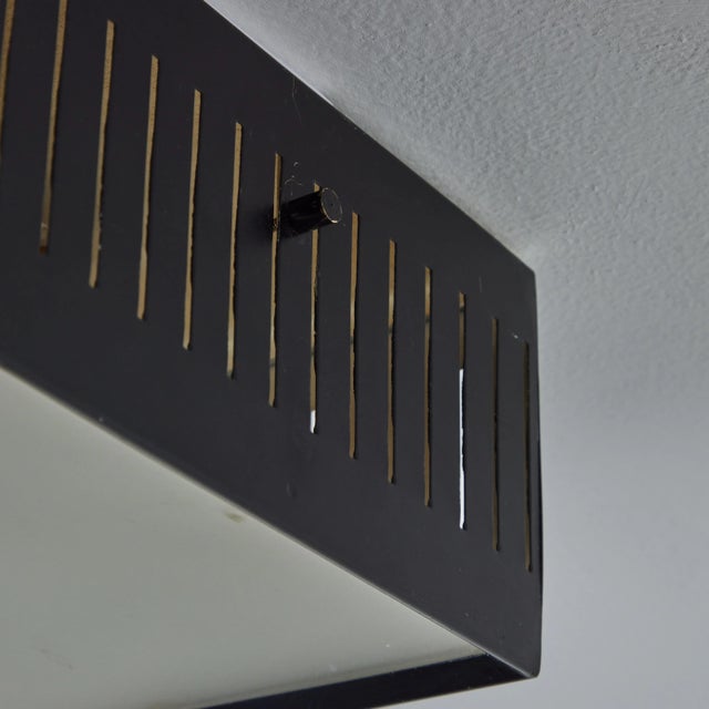 Metal 1950s Stilux Perforated Metal & Glass Ceiling Lamp in the Manner of Bruno Gatta For Sale - Image 7 of 12