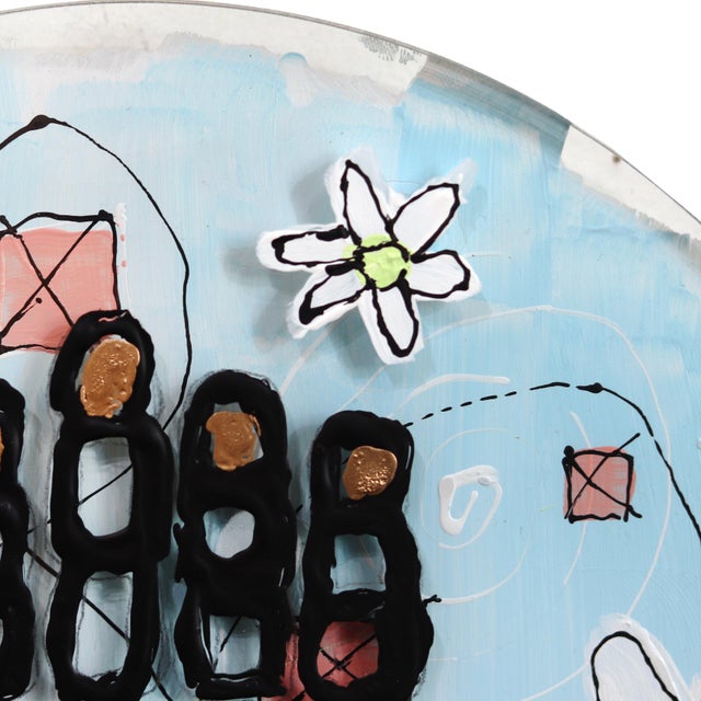 Abstract EchoLayer: Robo Hand - Light Blue Expressionist Abstract Layered Original Artwork by Soren Grau For Sale - Image 3 of 10