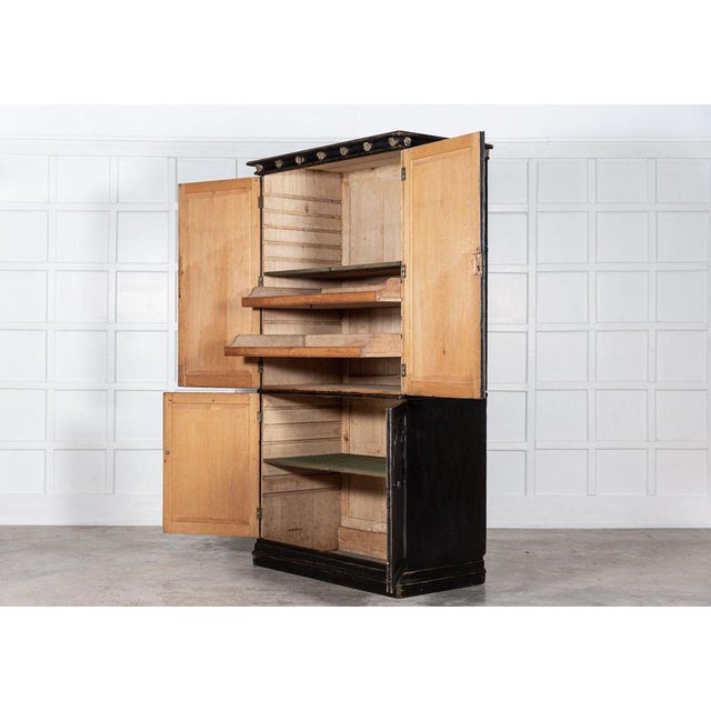 Wood Large 19th Entury English Ebonised Gothic Pine Linen Press, 1870s For Sale - Image 7 of 15