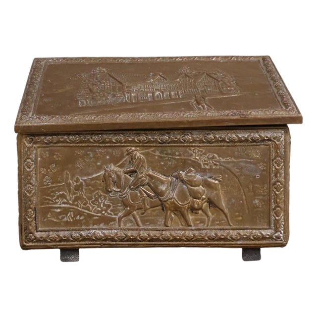 19th Century Brass Over Wood Paneled Box For Sale