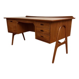 Svend A. Madsen Curved Danish Teak Desk For Sale