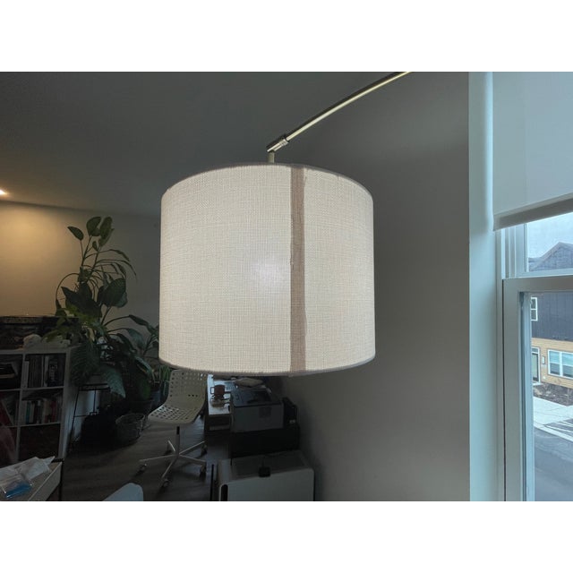 2020s Adesso Brass Arc Floor Lamp, Brass and White Marble Finish For Sale - Image 5 of 7