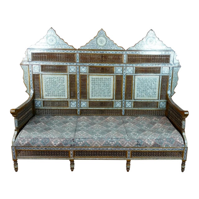 Mother of Pearl Inlaid Syrian Sofa For Sale