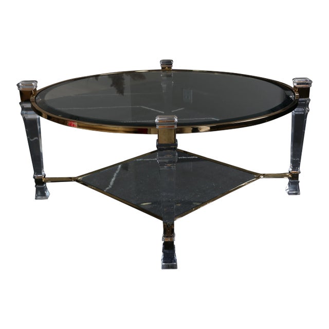 Hollywood Regency Lucite Glass Circa 1970 France Coffee Table For Sale