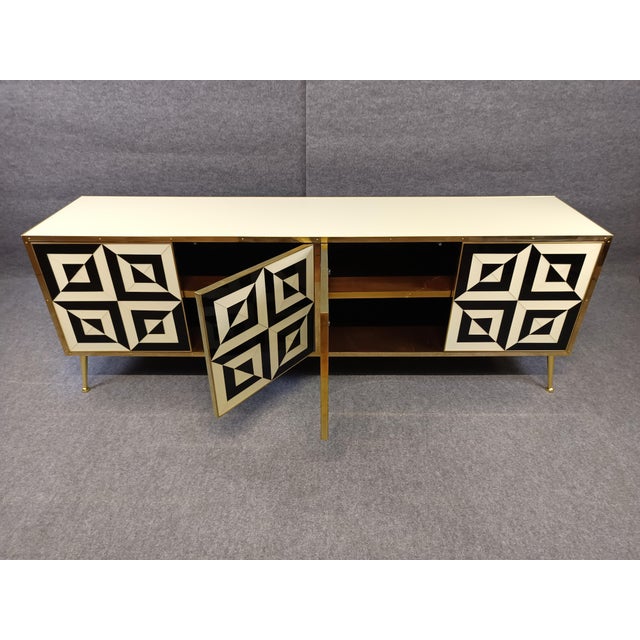 Sideboard with Optic Black and White Murano Glass Doors from Justfurnituress SRL For Sale - Image 10 of 18