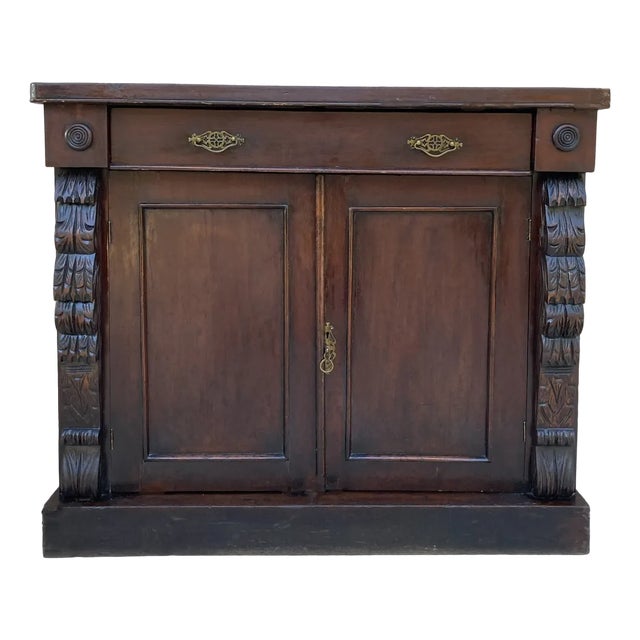 Antique French Buffet with Drawer and Carved Columns, 1890 For Sale