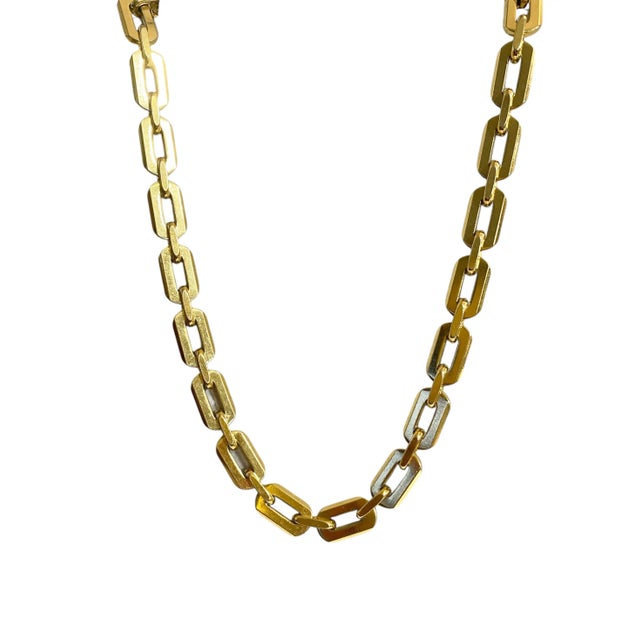 1950s Vintage Signed Trifari Gold Tone Link Chain Necklace For Sale - Image 5 of 6