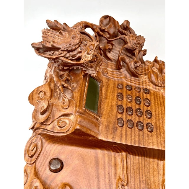 Vintage Chinese Carved Dragon Phoenix Hardwood Telephone Huanghuali Style Ruyi Motif For Sale - Image 9 of 15