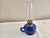 Vintage Kerosene Oil Lamp Cobalt Blue Embossed Fruit Pattern For Sale - Image 4 of 7