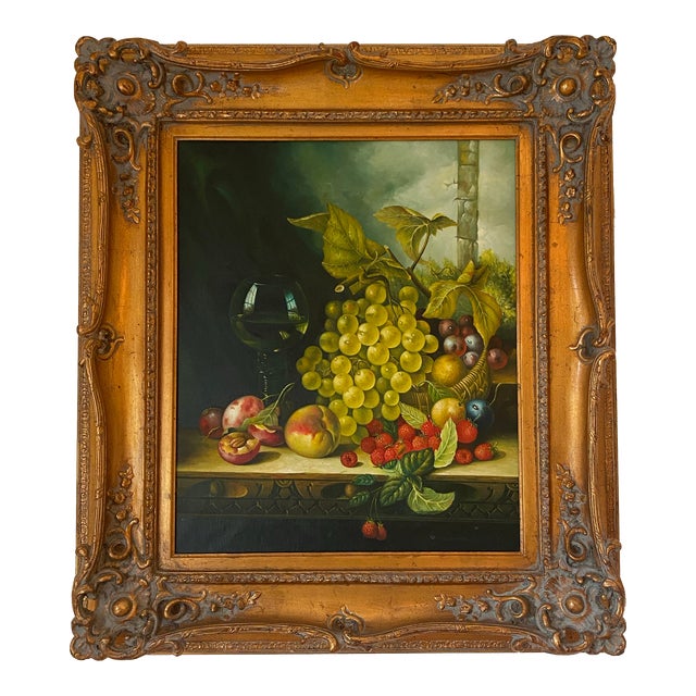 1980s Vintage Still Life Painting, Framed For Sale