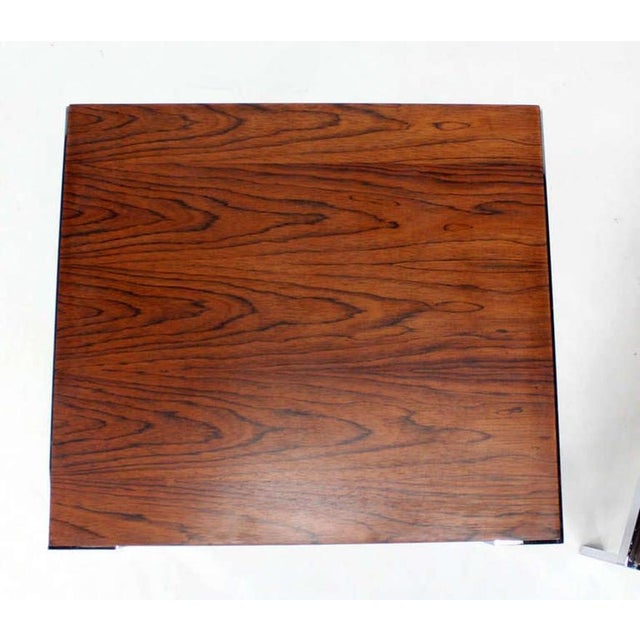Wood Pair of Milo Baughman Rosewood and Chrome Mid-Century Modern End Tables Stands For Sale - Image 7 of 8