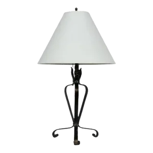 Arts & Crafts Hand Forged Brass & Iron Verdigris Table Lamp, C. 1920s