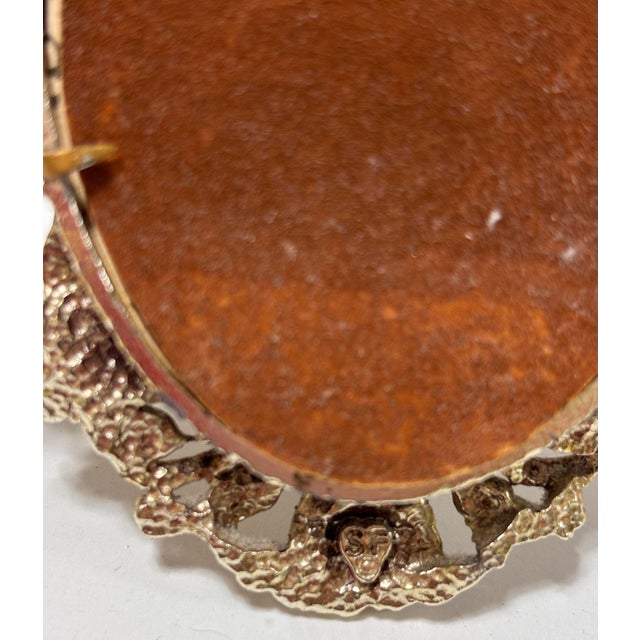 Silver Mid 20th Century Petite Oval Silver Plate Filigree Picture Frames, a Pair For Sale - Image 8 of 12