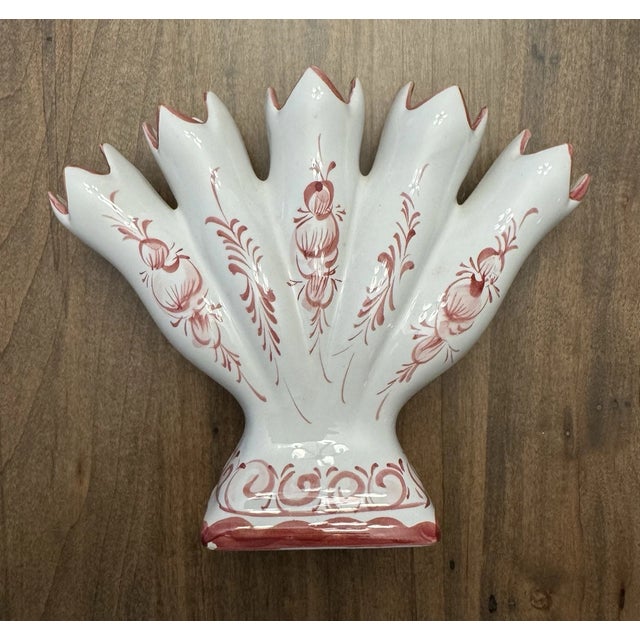 Vintage MCM Hand Painted Portugal Five Finger Vase For Sale In Houston - Image 6 of 6