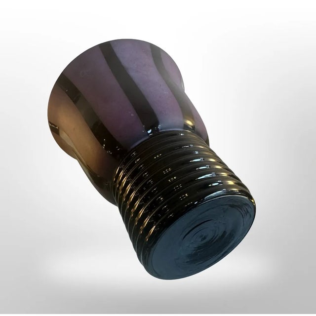 Art Deco Vase in Black Hyalite Glass, 1930 For Sale - Image 4 of 14