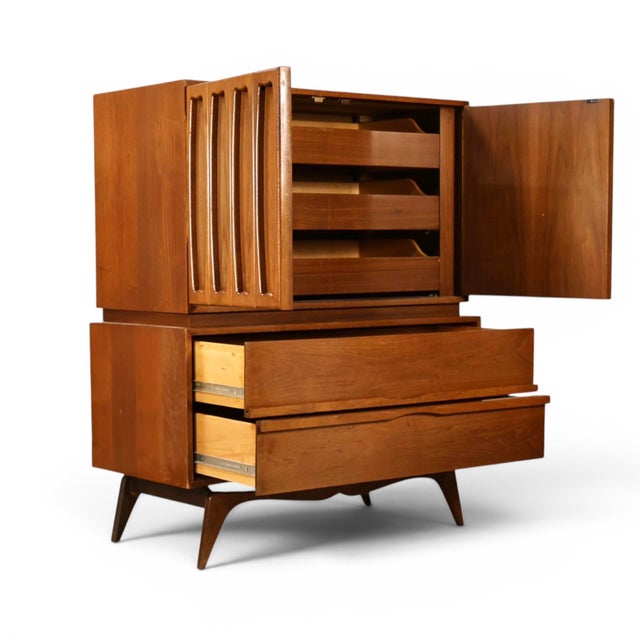 Tobago Vintage Mid Century Modern Highboy Dresser C. 1960s For Sale - Image 9 of 14