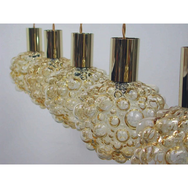 Mid-Century German Amber Glass Bubble and Brass Pendant, 1960s For Sale - Image 10 of 11
