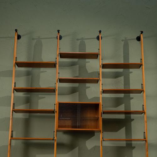 Large Modular Wall Unit in Teak and Brass, Italy For Sale - Image 11 of 12