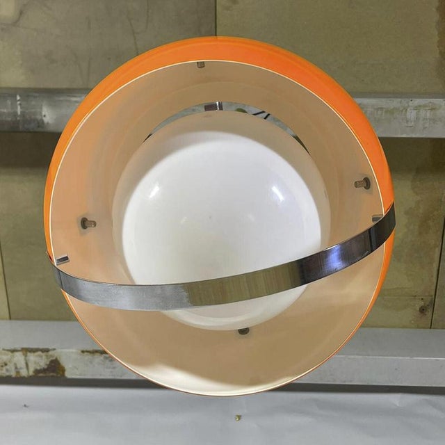 Space Age FHD00480-1 Spherical Orange Chandelier with Chrome Accents, 1970s For Sale - Image 6 of 18