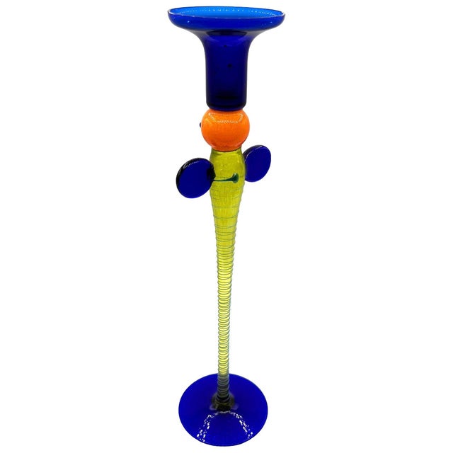 1990s Czechoslovakian Bohemia Art Glass Butterfly Candlestick Holder by Jiri Sugajek For Sale - Image 5 of 7