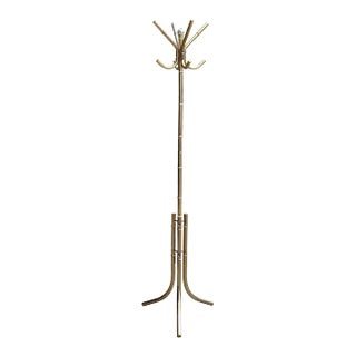 Vintage Hollywood Regency Faux Bamboo Gold Coat Rack Hall Tree For Sale