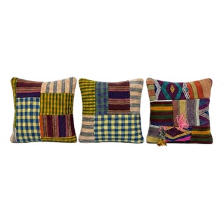 Turkish Kilim Rug Pillow Cover 19'' X 20'' - Set of Two For Sale