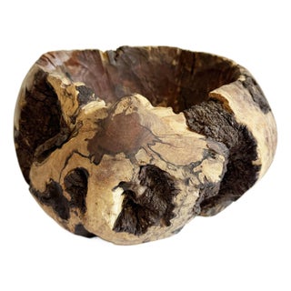 1970s Rustic Burl Wood Vessel For Sale