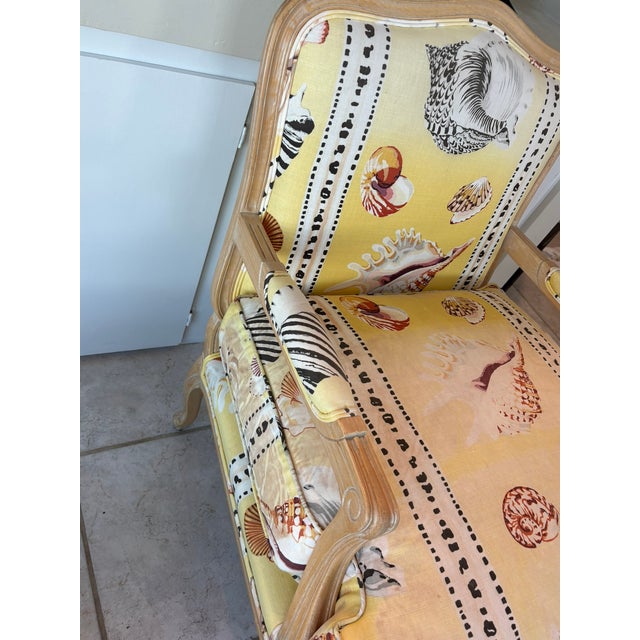 Vintage Beverly Interiors Coastal Shell Print Accent Chair For Sale - Image 12 of 17
