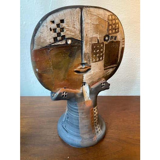 Doug Delind Raku-Fired Ceramic Face Sculpture, Modern Design, 1985 For Sale In Philadelphia - Image 6 of 8