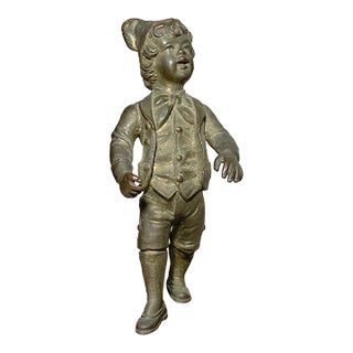 Quality Antique Miniature Gilt Bronze Boy Figural Mini Figure Statue Sculpture For Sale