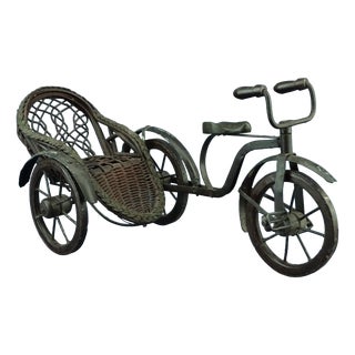Large 19th Century Handmade Iron and Wicker Sidecar For Sale