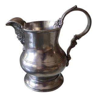 19th Century French Bacchus Pewter Pitcher For Sale