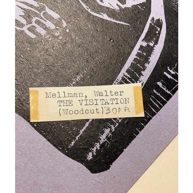 Mid-Century Modern Walter Mellman the Visitation Woodcut For Sale - Image 3 of 3