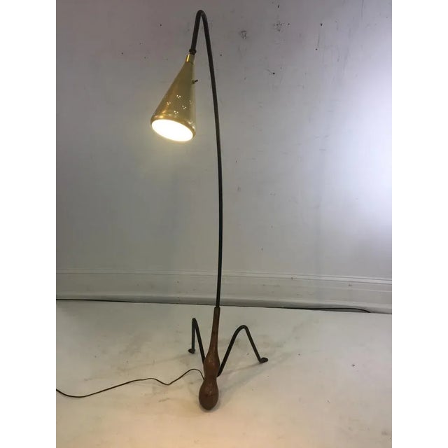 Brown Mid Century Modernist Floor Lamp Attributed to Greta Grossman For Sale - Image 8 of 13
