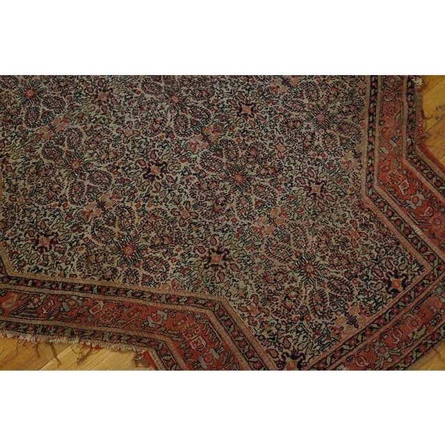 Late 19th Century 1880s Ivory Medallion Antique W. Persian Senneh Saddle Rug 3'8" X 4' Handknotted Carpet For Sale - Image 5 of 6