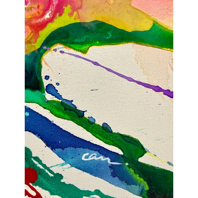 Abstract Colorful Abstract Expressionist Painting "Mind on Overdrive " Signed Arlene Carr For Sale - Image 3 of 6