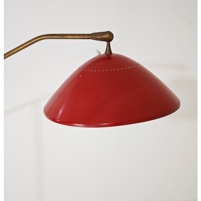 Mid-Century Modern Vintage Floor Lamp in Red Marble with Brass and Metal from Stilnovo, 1950 For Sale - Image 3 of 17