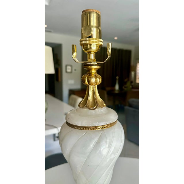 Alabaster Pair French Gilt Alabaster Table Lamps For Sale - Image 8 of 12
