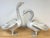 Pair Zinc Alloy Swan Garden Sculptures Good Scale & Weathered Surface A striking pair of American zinc alloy swan garden...