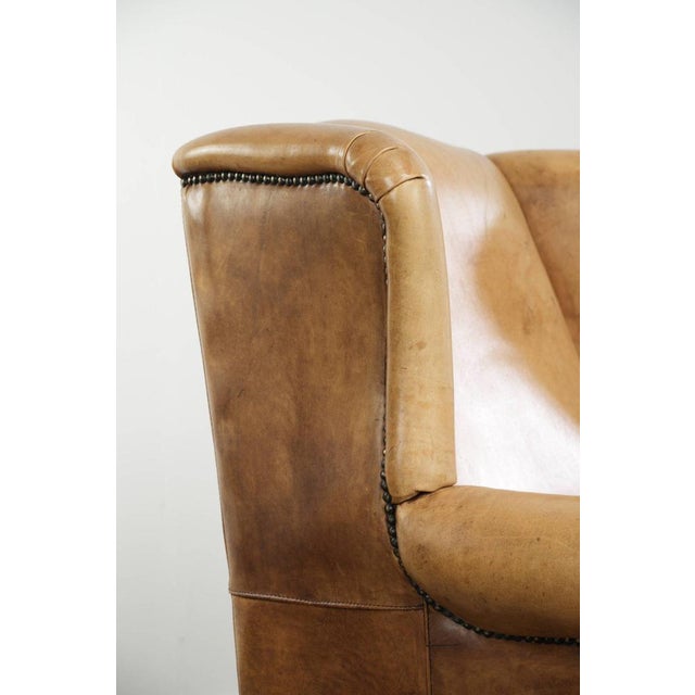 Wing Chair in Light Cowhide Leather For Sale - Image 11 of 14