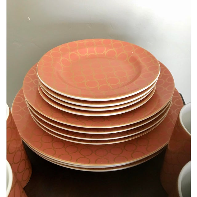 Mid-Century Modern Gilt Coral Chain Design Mid Century Modern Full China Set With - Service for 4, Total 24 Pieces For Sale - Image 3 of 8