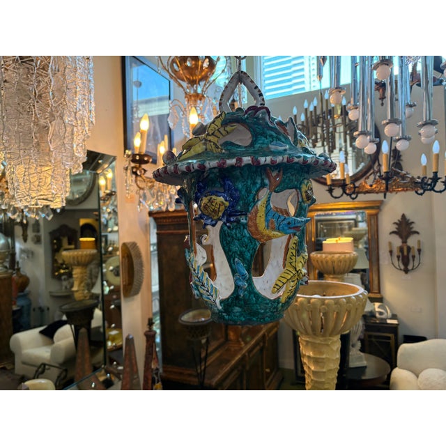 1950s Italian Glazed Terracotta Lantern For Sale - Image 10 of 10